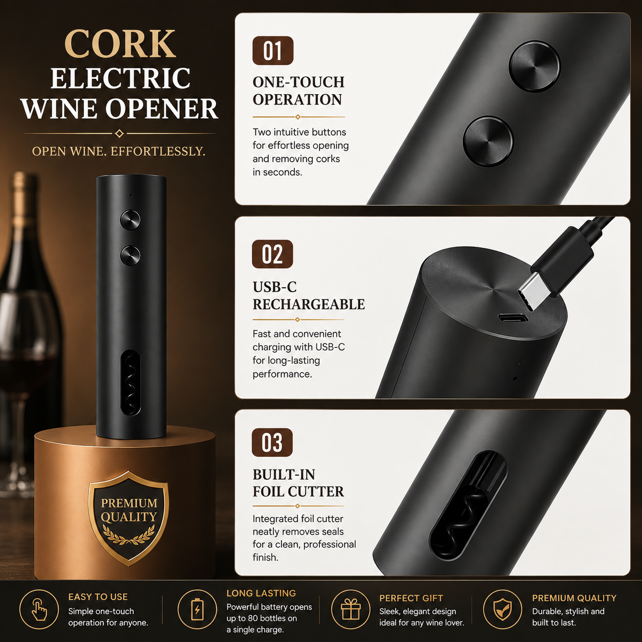 Cork Electric Wine Bottle Opener